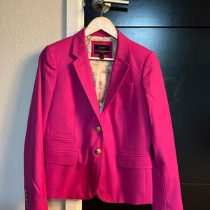 J. Crew pink wool flannel schoolboy blazer.